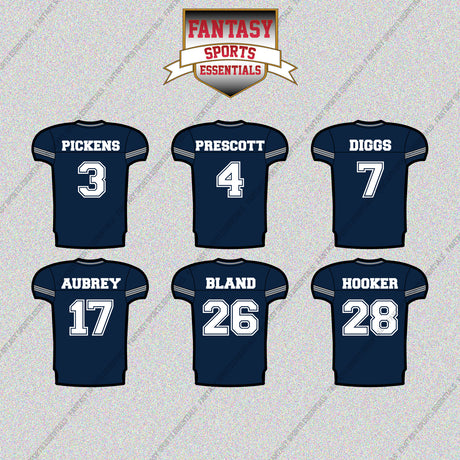 Dallas Cowboys 2025 Home Jersey Glossy Stickers (Choose Your Player) Page 1