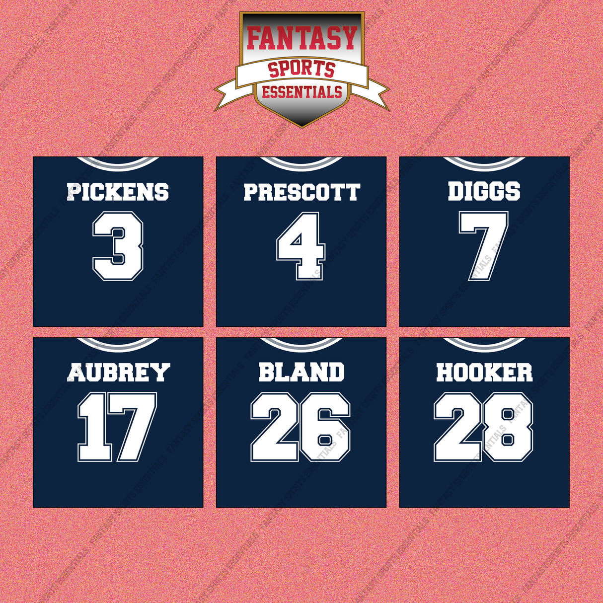 Dallas Cowboys 2025 Home Jersey Wall Art Prints (Choose Your Player) Page 1