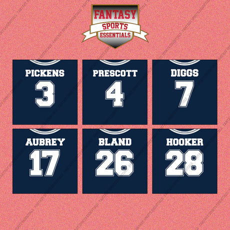 Dallas Cowboys 2025 Home Jersey Wall Art Prints (Choose Your Player) Page 1