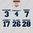 Dallas Cowboys 2025 Name and Number Glossy Stickers (Choose Your Player) Page 1
