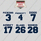 Dallas Cowboys 2025 Name and Number Glossy Stickers (Choose Your Player) Page 1