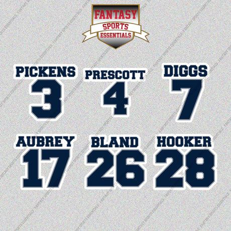 Dallas Cowboys 2025 Name and Number Glossy Stickers (Choose Your Player) Page 1