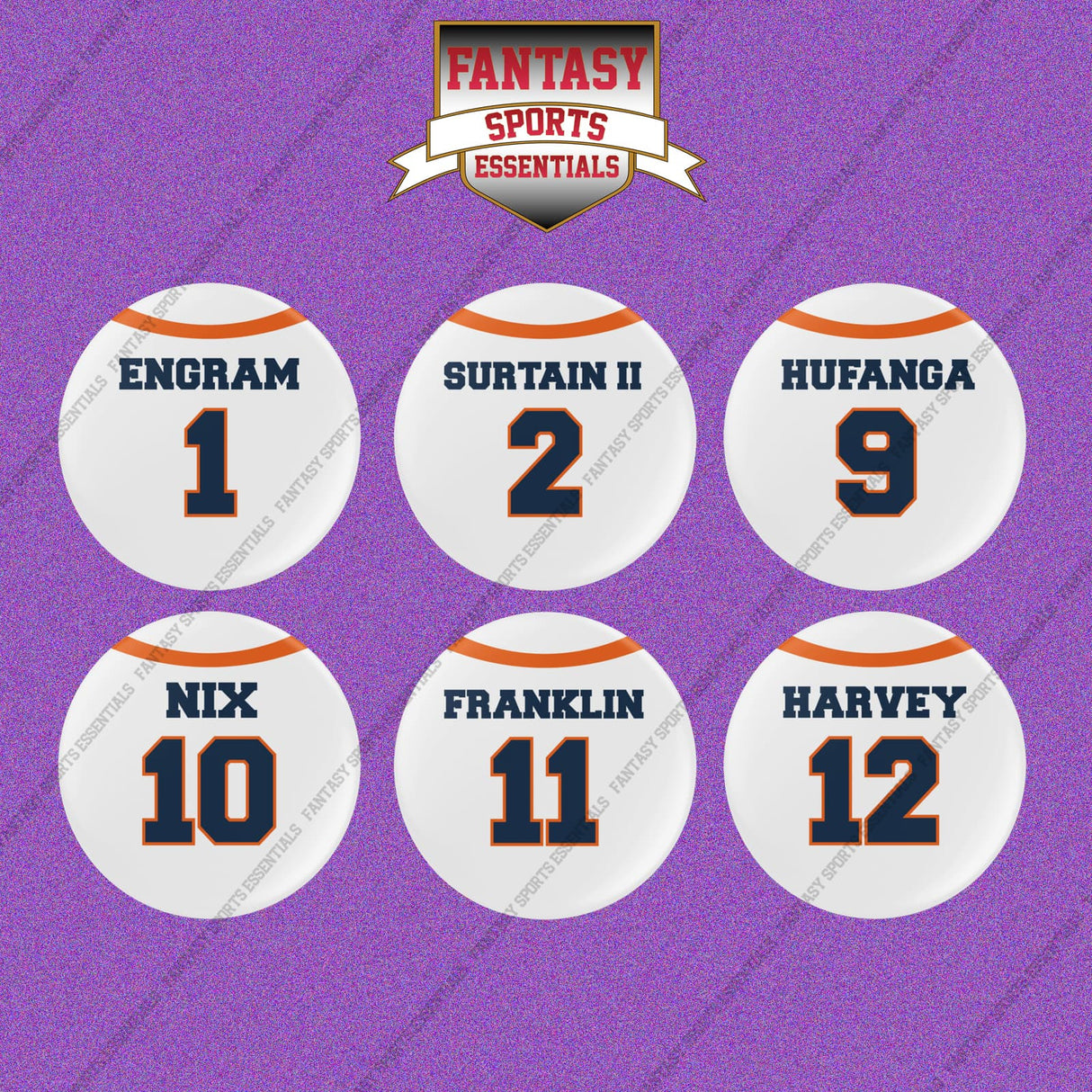 Denver Broncos 2025 Away Jersey Button Pins (Choose Your Player) Page 1