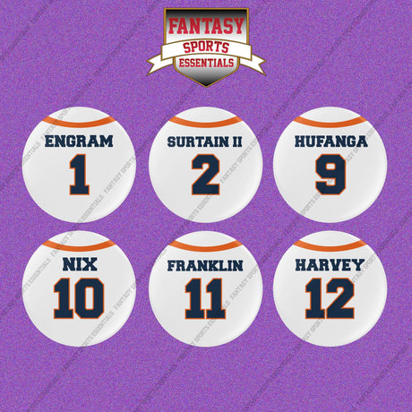 Denver Broncos 2025 Away Jersey Button Pins (Choose Your Player) Page 1