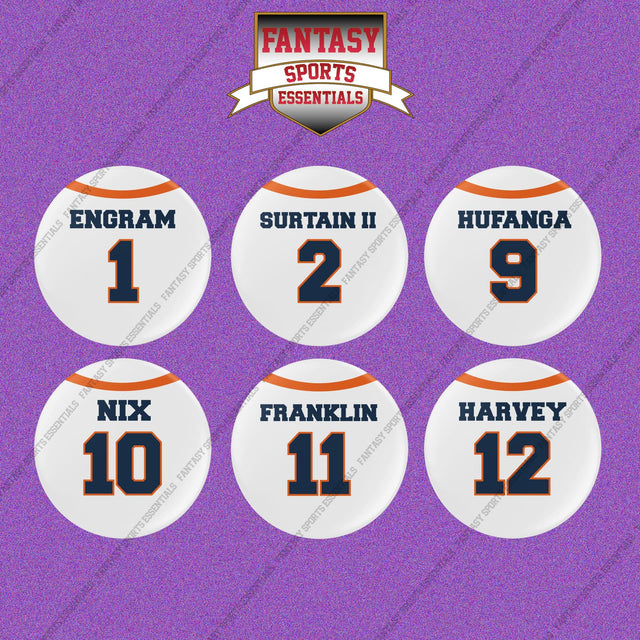 Denver Broncos 2025 Away Jersey Button Pins (Choose Your Player) Page 1