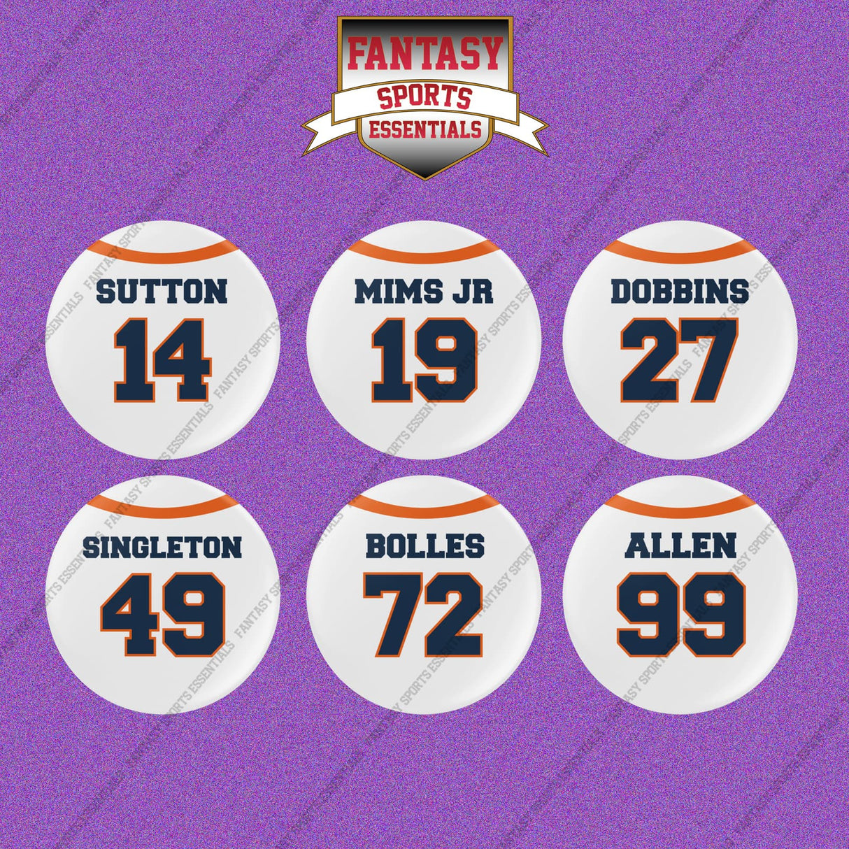 Denver Broncos 2025 Away Jersey Button Pins (Choose Your Player) Page 2