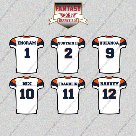 Denver Broncos 2025 Away Jersey Glossy Stickers (Choose Your Player) Page 1