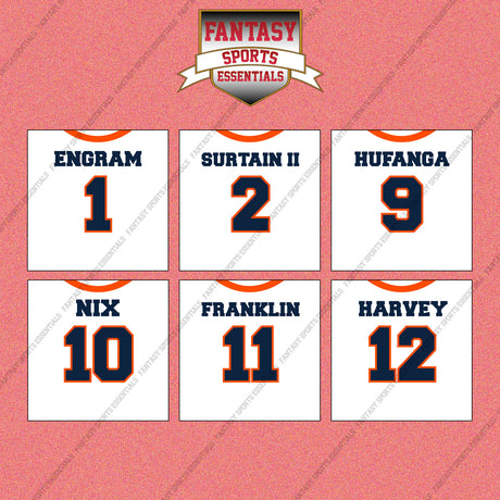 Denver Broncos 2025 Away Jersey Wall Art Prints (Choose Your Player) Page 1
