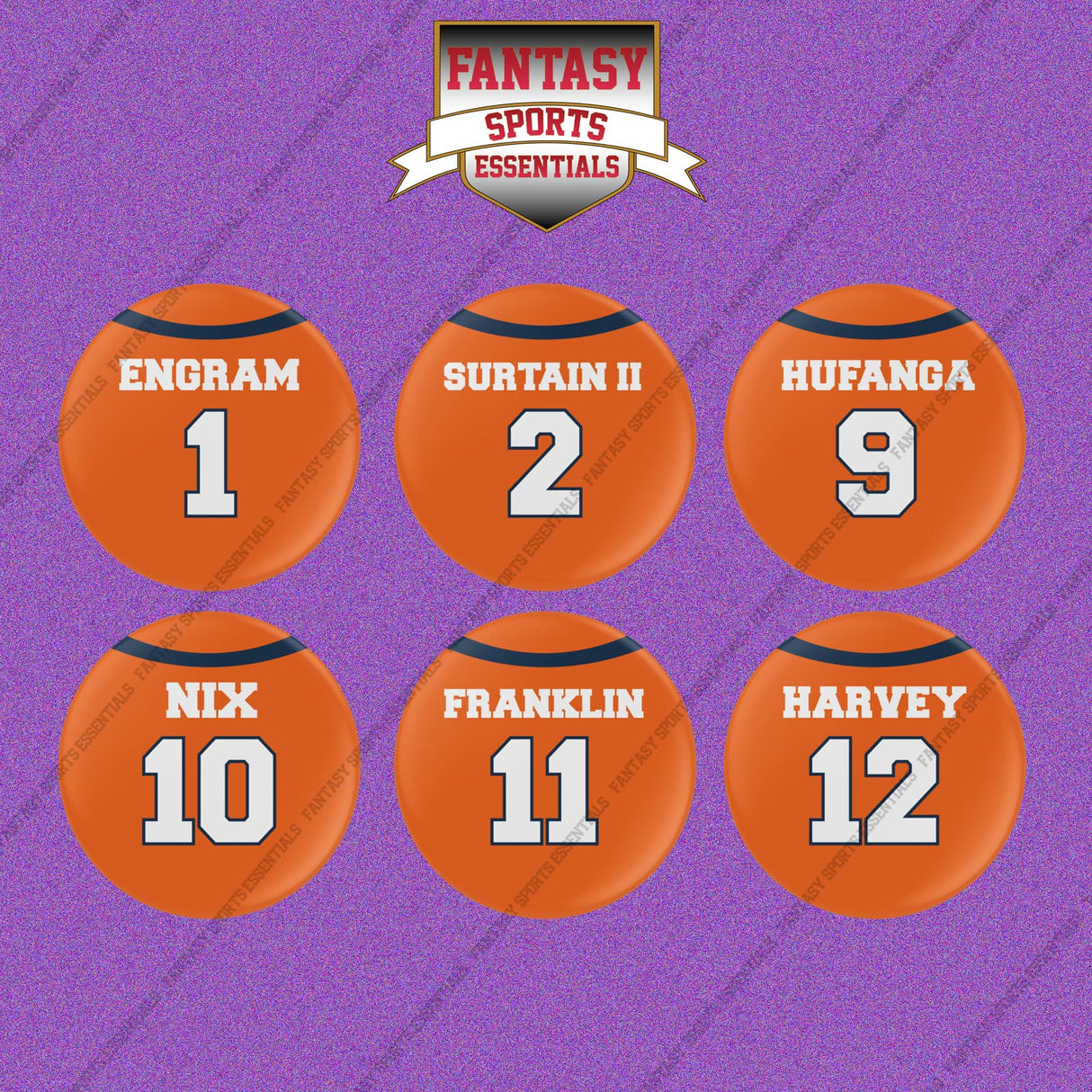 Denver Broncos 2025 Home Jersey Button Pins (Choose Your Player) Page 1