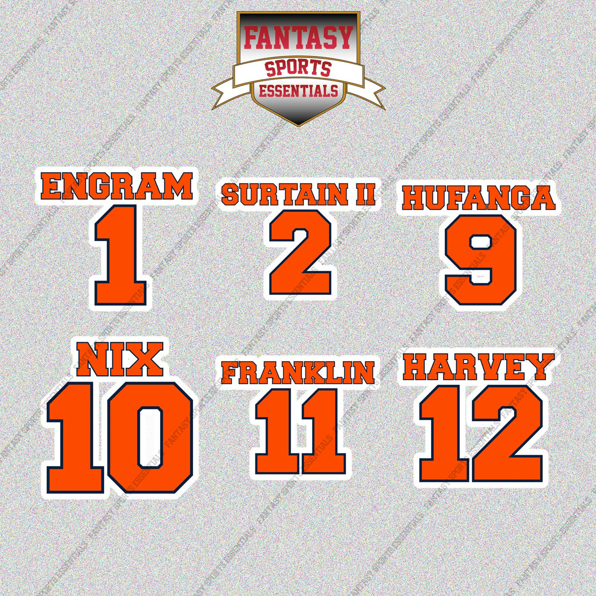 Denver Broncos 2025 Name and Number Glossy Stickers (Choose Your Player) Page 1