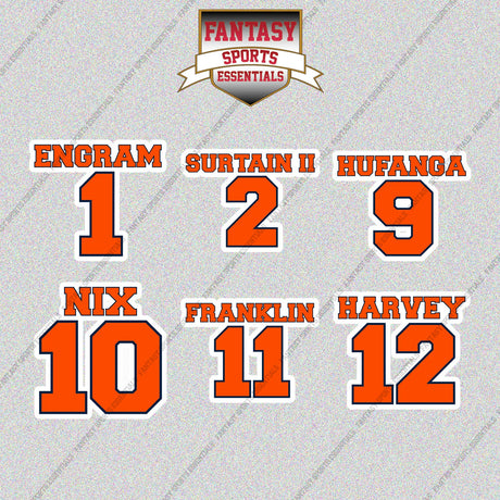 Denver Broncos 2025 Name and Number Glossy Stickers (Choose Your Player) Page 1