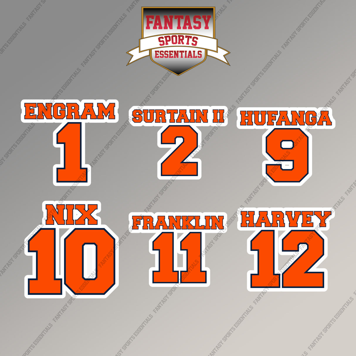 Denver Broncos 2025 Name and Number Magnets (Choose Your Player) Page 1