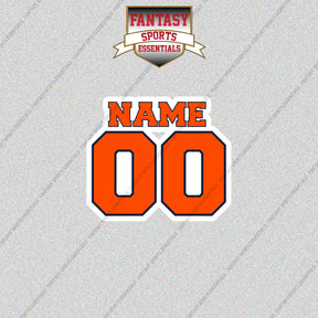 Denver Broncos Personalized Current Name and Number Glossy Stickers