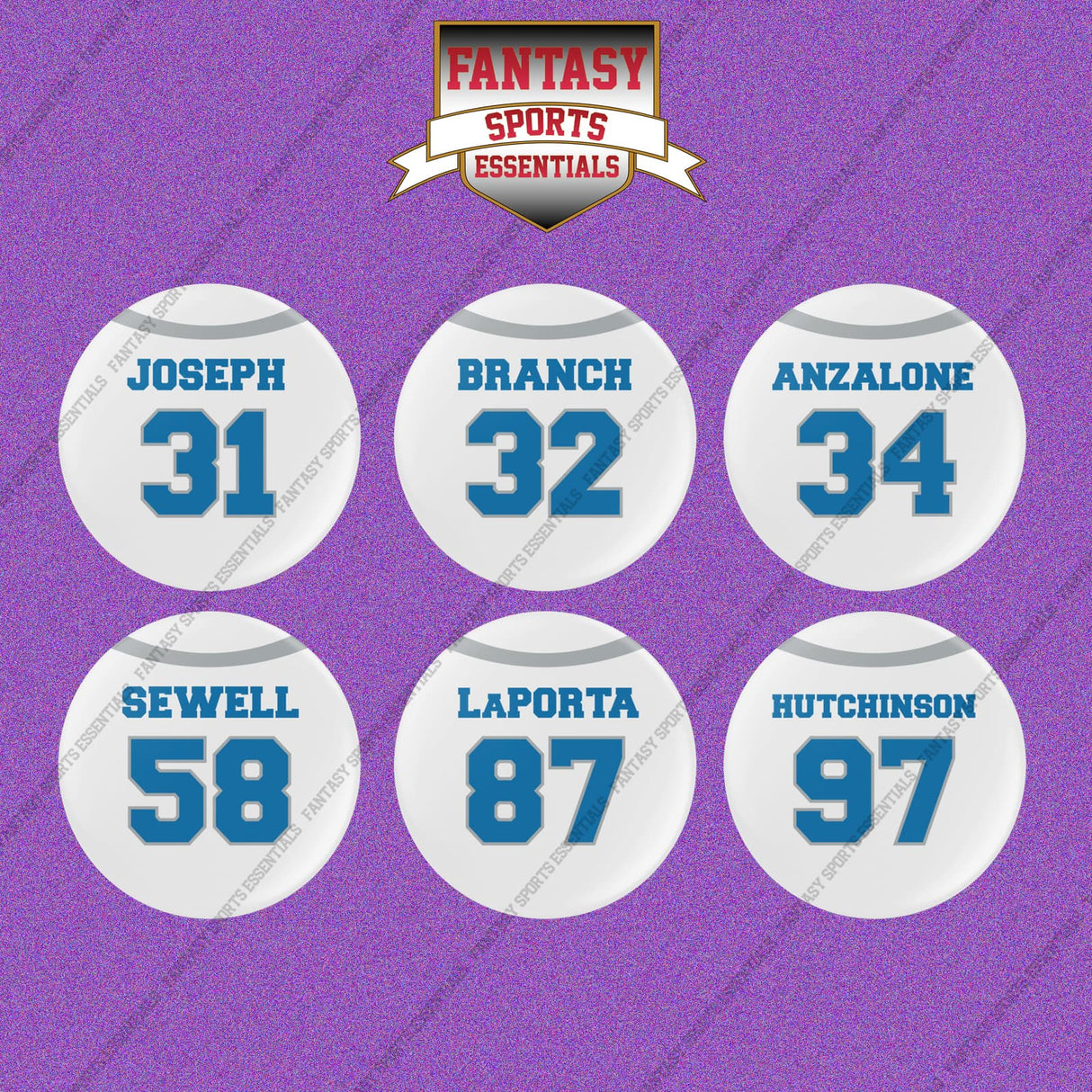 Detroit Lions 2025 Away Jersey Button Pins (Choose Your Player) Page 2