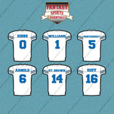 Detroit Lions 2025 Away Jersey Car Decals (Choose Your Player) Page 1