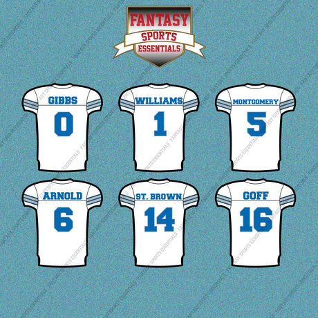 Detroit Lions 2025 Away Jersey Car Decals (Choose Your Player) Page 1