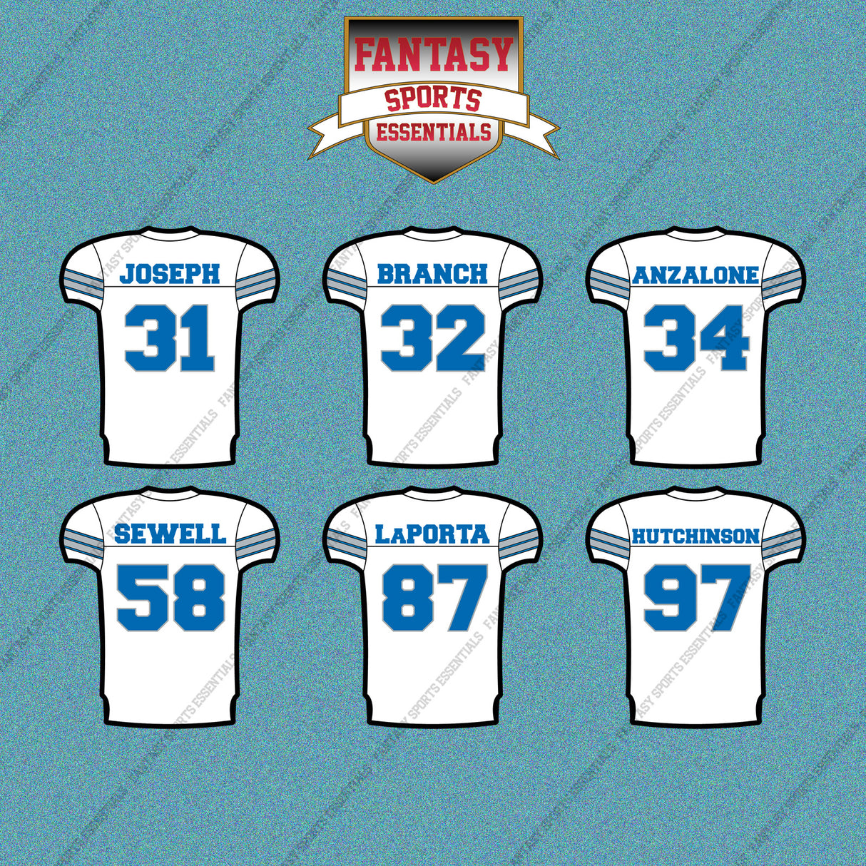 Detroit Lions 2025 Away Jersey Car Decals (Choose Your Player) Page 2