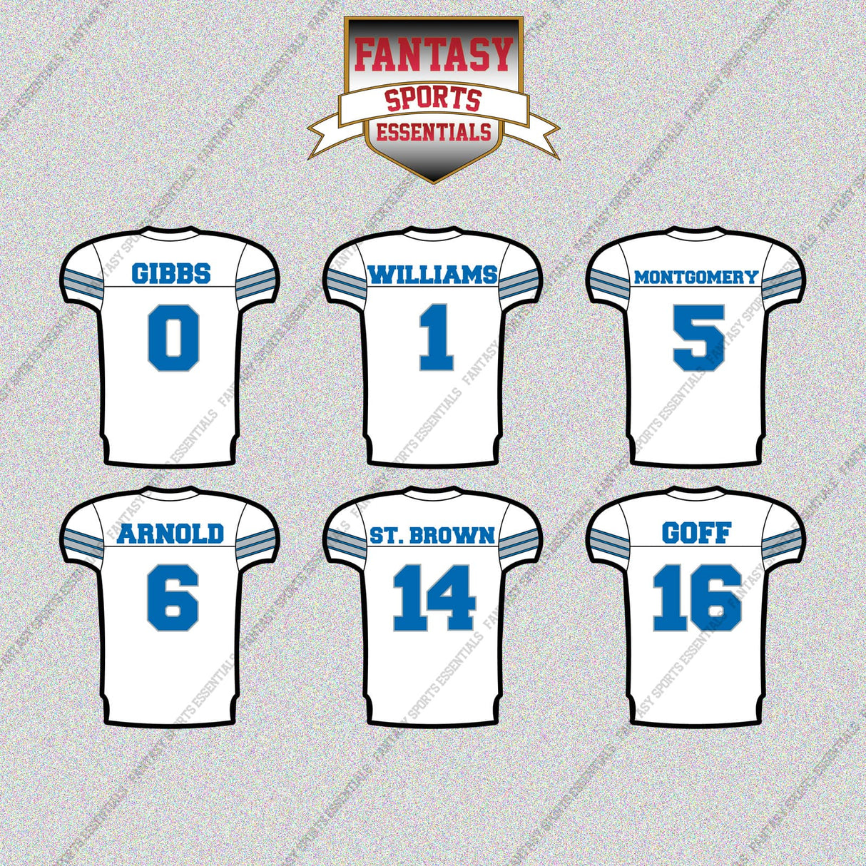 Detroit Lions 2025 Away Jersey Glossy Stickers (Choose Your Player) Page 1