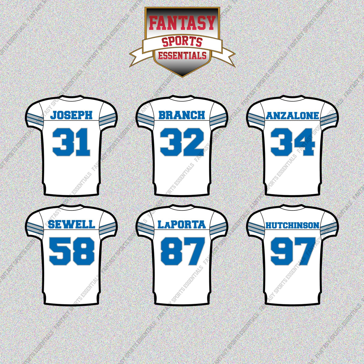 Detroit Lions 2025 Away Jersey Glossy Stickers (Choose Your Player) Page 2