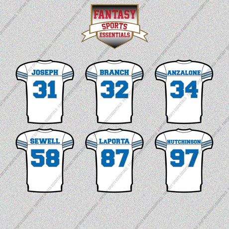 Detroit Lions 2025 Away Jersey Glossy Stickers (Choose Your Player) Page 2