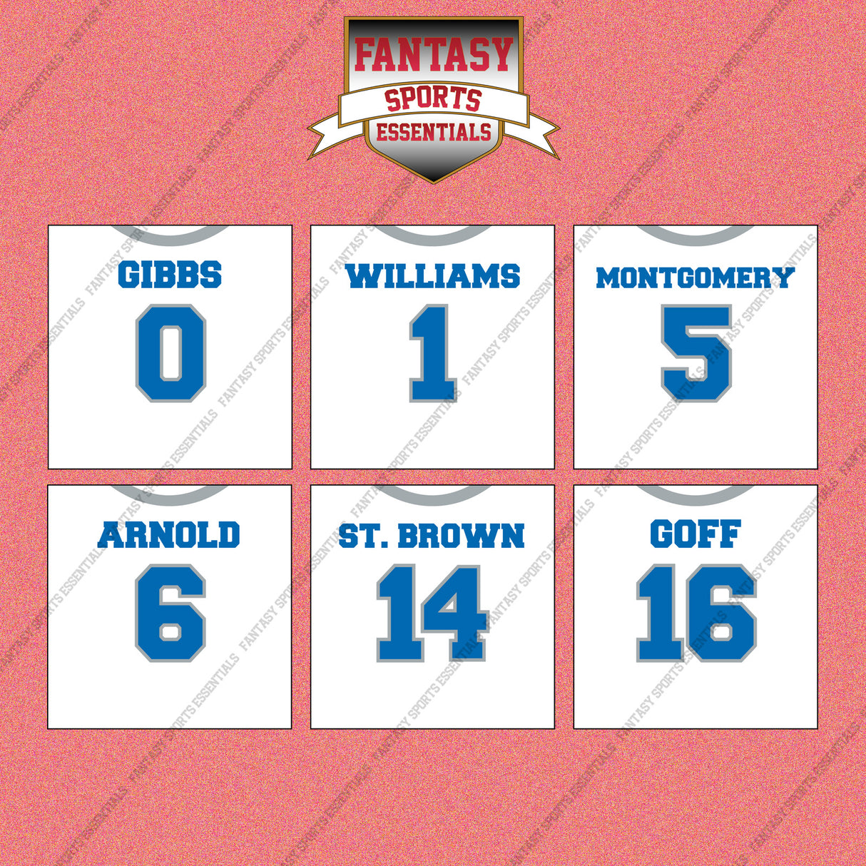 Detroit Lions 2025 Away Jersey Wall Art Prints (Choose Your Player) Page 1