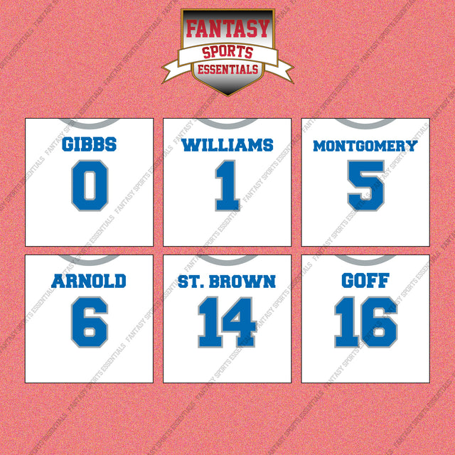 Detroit Lions 2025 Away Jersey Wall Art Prints (Choose Your Player) Page 1