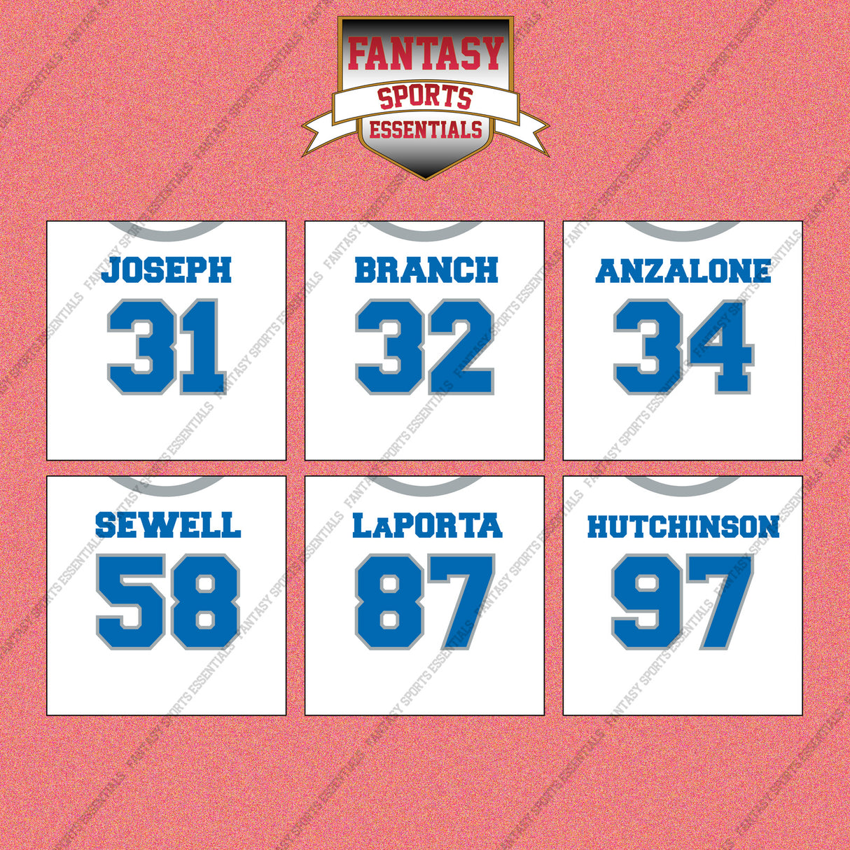 Detroit Lions 2025 Away Jersey Wall Art Prints (Choose Your Player) Page 2