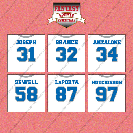 Detroit Lions 2025 Away Jersey Wall Art Prints (Choose Your Player) Page 2