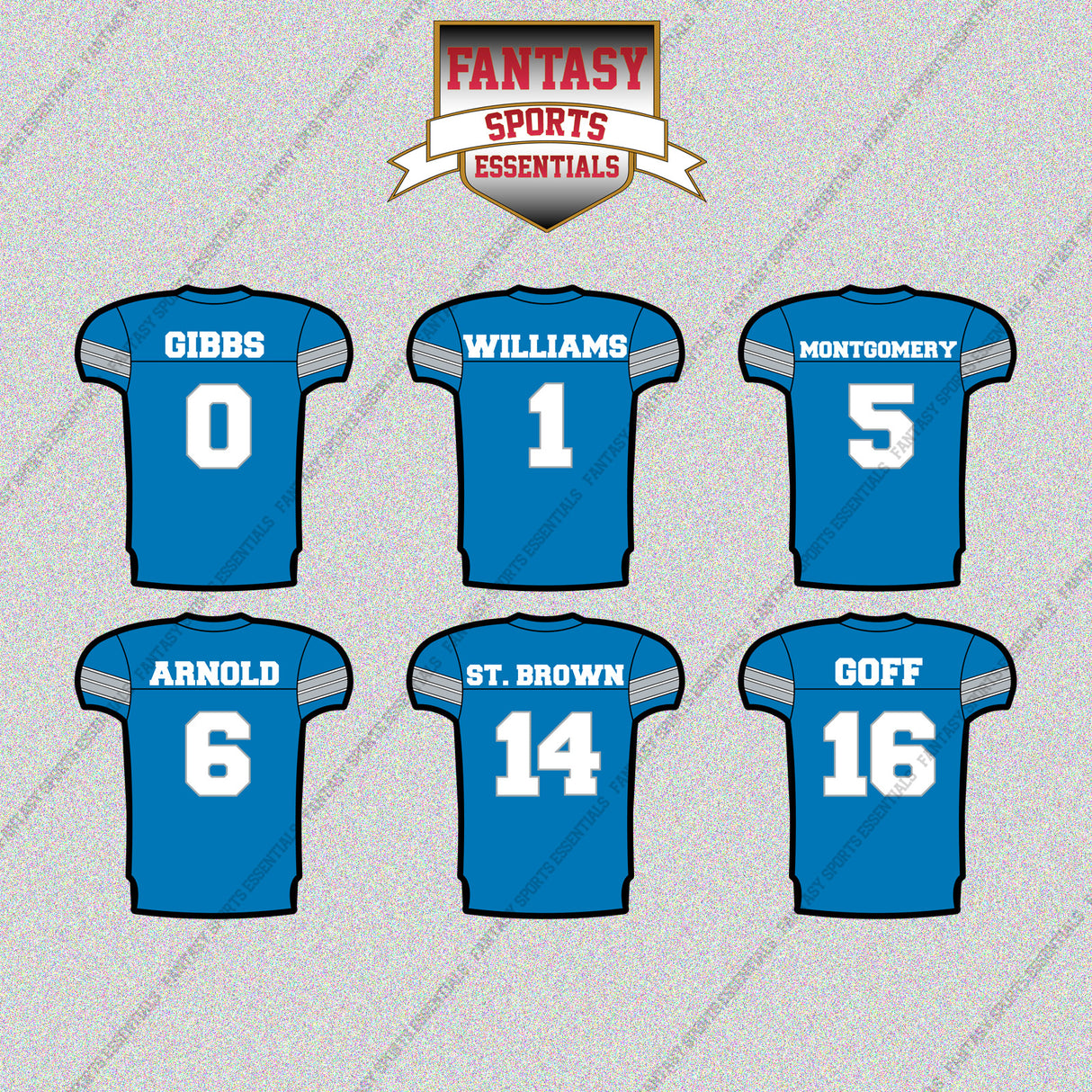 Detroit Lions 2025 Home Jersey Glossy Stickers (Choose Your Player) Page 1