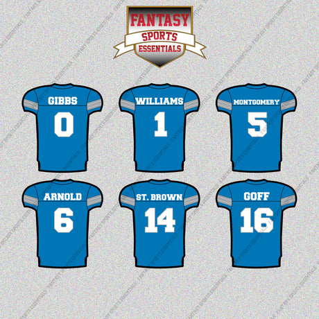 Detroit Lions 2025 Home Jersey Glossy Stickers (Choose Your Player) Page 1