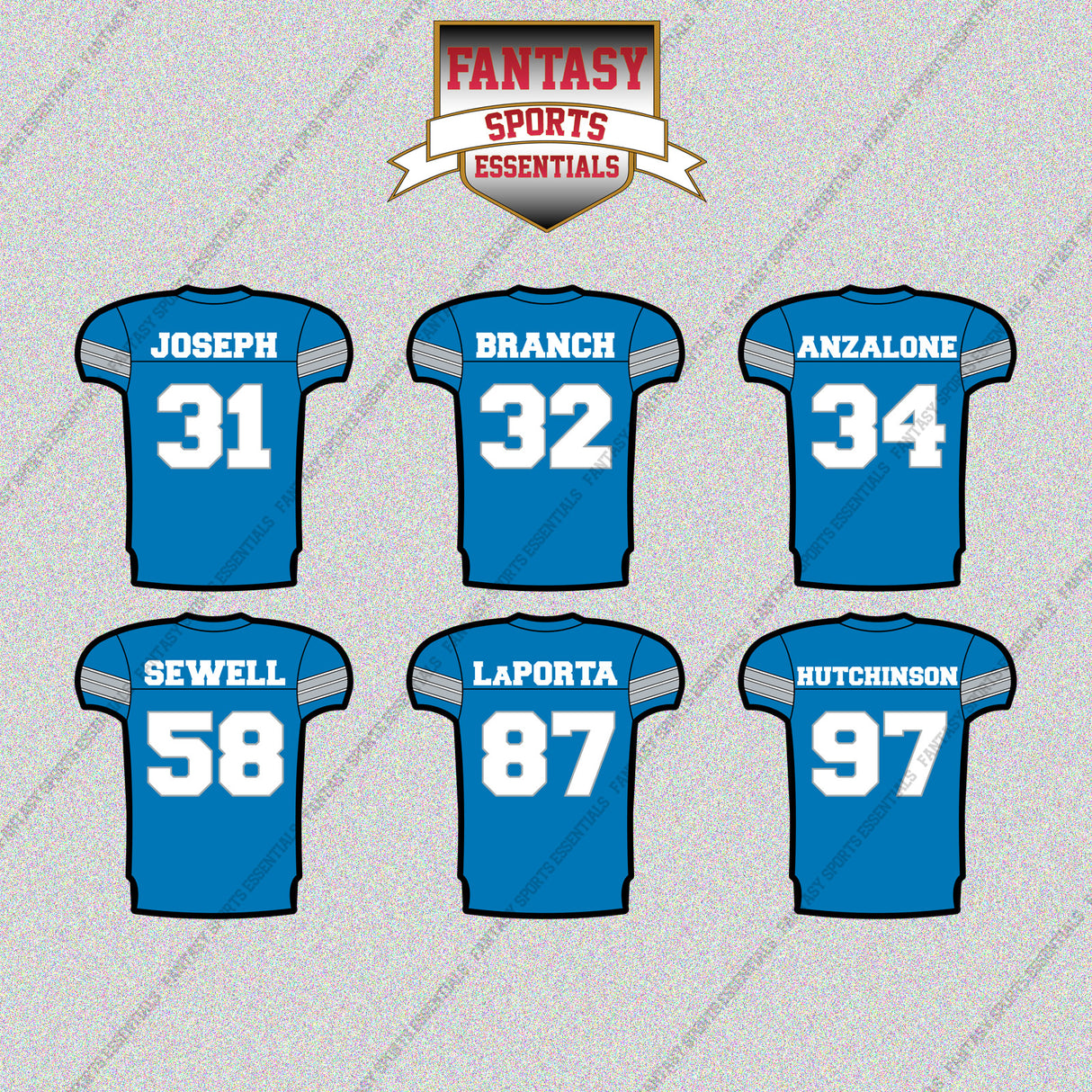 Detroit Lions 2025 Home Jersey Glossy Stickers (Choose Your Player) Page 2