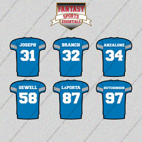 Detroit Lions 2025 Home Jersey Glossy Stickers (Choose Your Player) Page 2