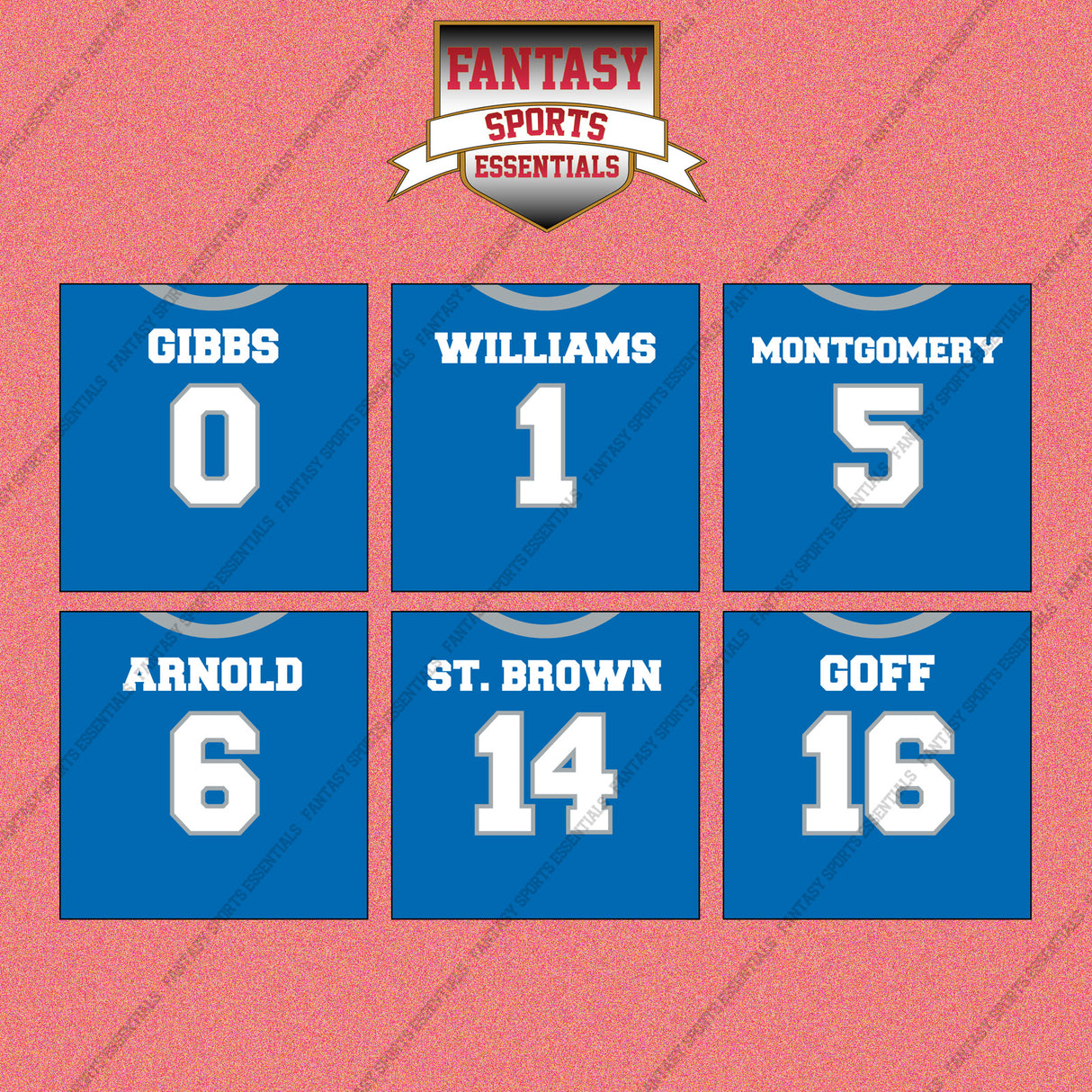 Detroit Lions 2025 Home Jersey Wall Art Prints (Choose Your Player) Page 1