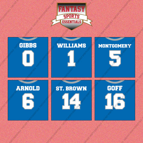 Detroit Lions 2025 Home Jersey Wall Art Prints (Choose Your Player) Page 1