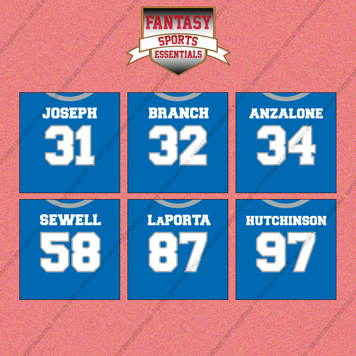 Detroit Lions 2025 Home Jersey Wall Art Prints (Choose Your Player) Page 2