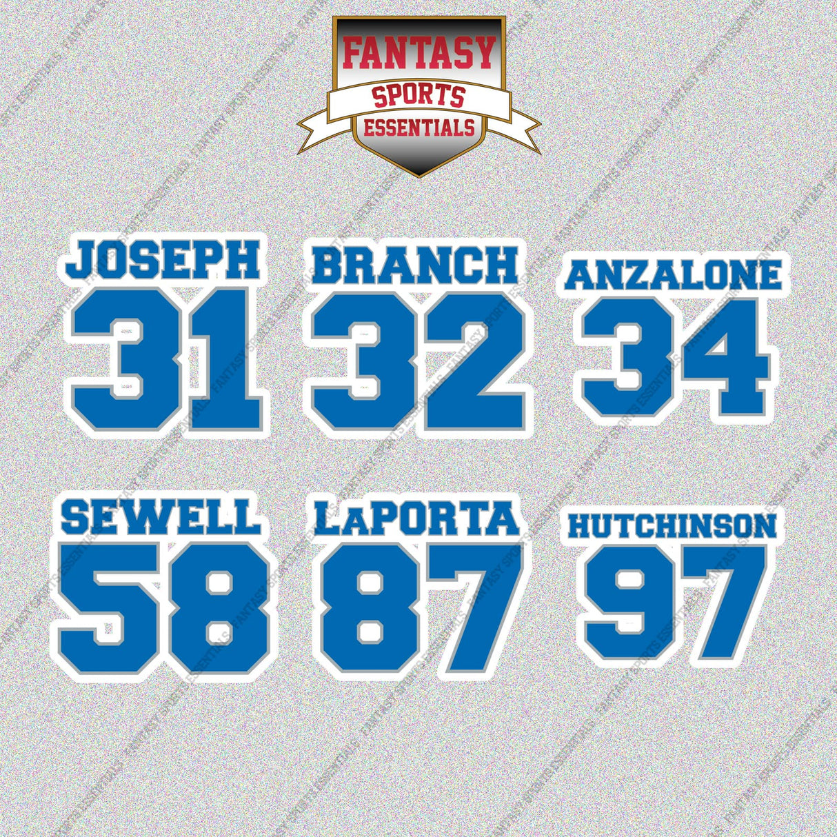 Detroit Lions 2025 Name and Number Glossy Stickers (Choose Your Player) Page 2