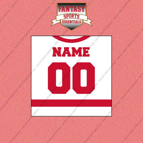 Detroit Red Wings Personalized Current Away Jersey Wall Art Prints