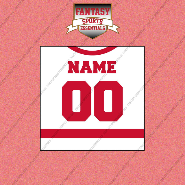 Detroit Red Wings Personalized Current Away Jersey Wall Art Prints
