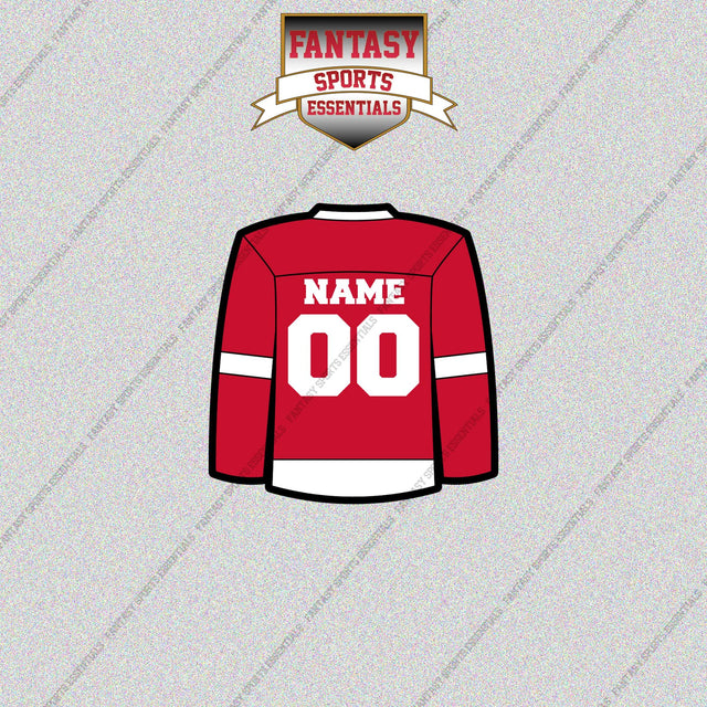 Detroit Red Wings Personalized Current Home Jersey Glossy Stickers