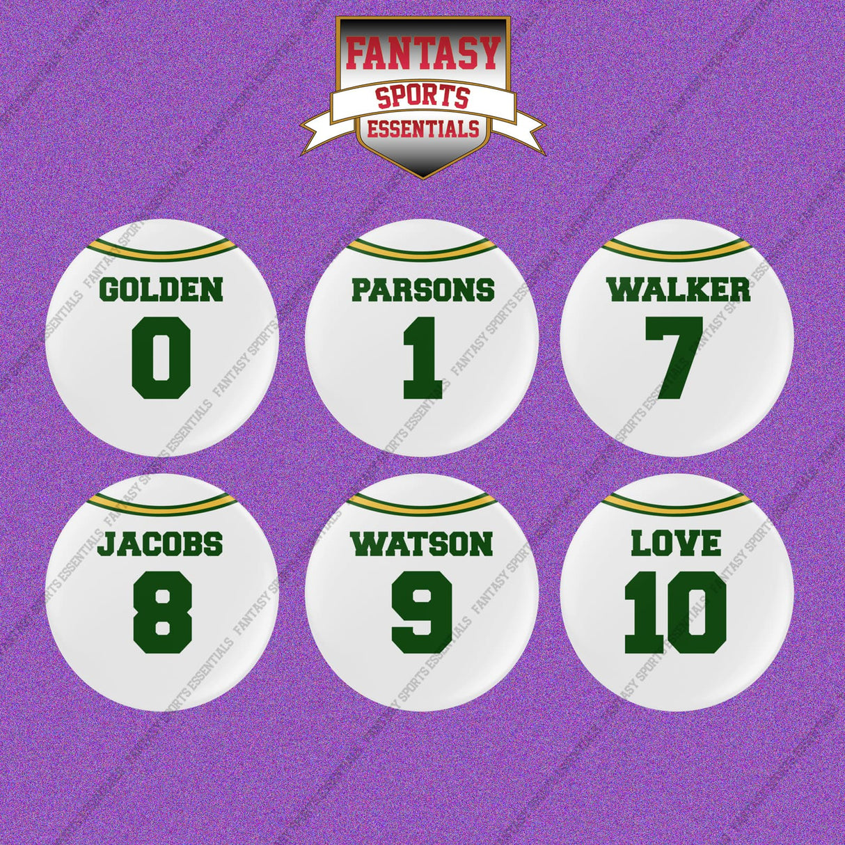 Green Bay Packers 2025 Away Jersey Button Pins (Choose Your Player) Page 1