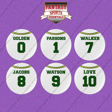 Green Bay Packers 2025 Away Jersey Button Pins (Choose Your Player) Page 1