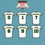 Green Bay Packers 2025 Away Jersey Car Decals (Choose Your Player) Page 1