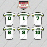Green Bay Packers 2025 Away Jersey Glossy Stickers (Choose Your Player) Page 1