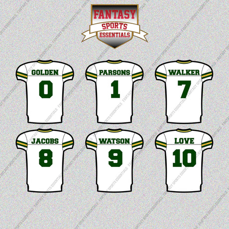 Green Bay Packers 2025 Away Jersey Glossy Stickers (Choose Your Player) Page 1