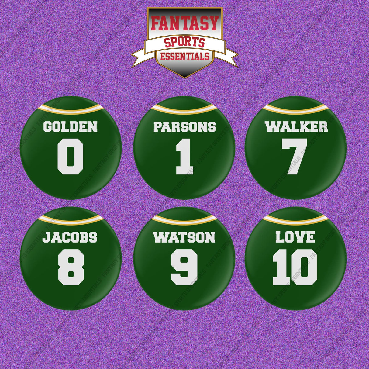 Green Bay Packers 2025 Home Jersey Button Pins (Choose Your Player) Page 1
