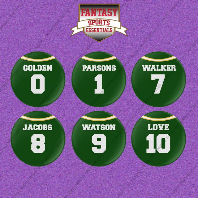 Green Bay Packers 2025 Home Jersey Button Pins (Choose Your Player) Page 1