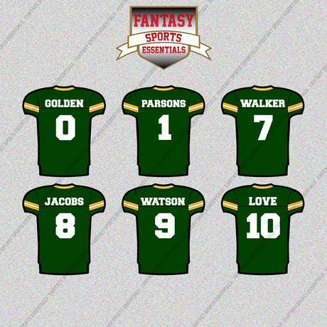 Green Bay Packers 2025 Home Jersey Glossy Stickers (Choose Your Player) Page 1
