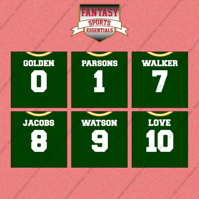 Green Bay Packers 2025 Home Jersey Wall Art Prints (Choose Your Player) Page 1