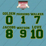 Green Bay Packers 2025 Name and Number Car Decals (Choose Your Player) Page 1