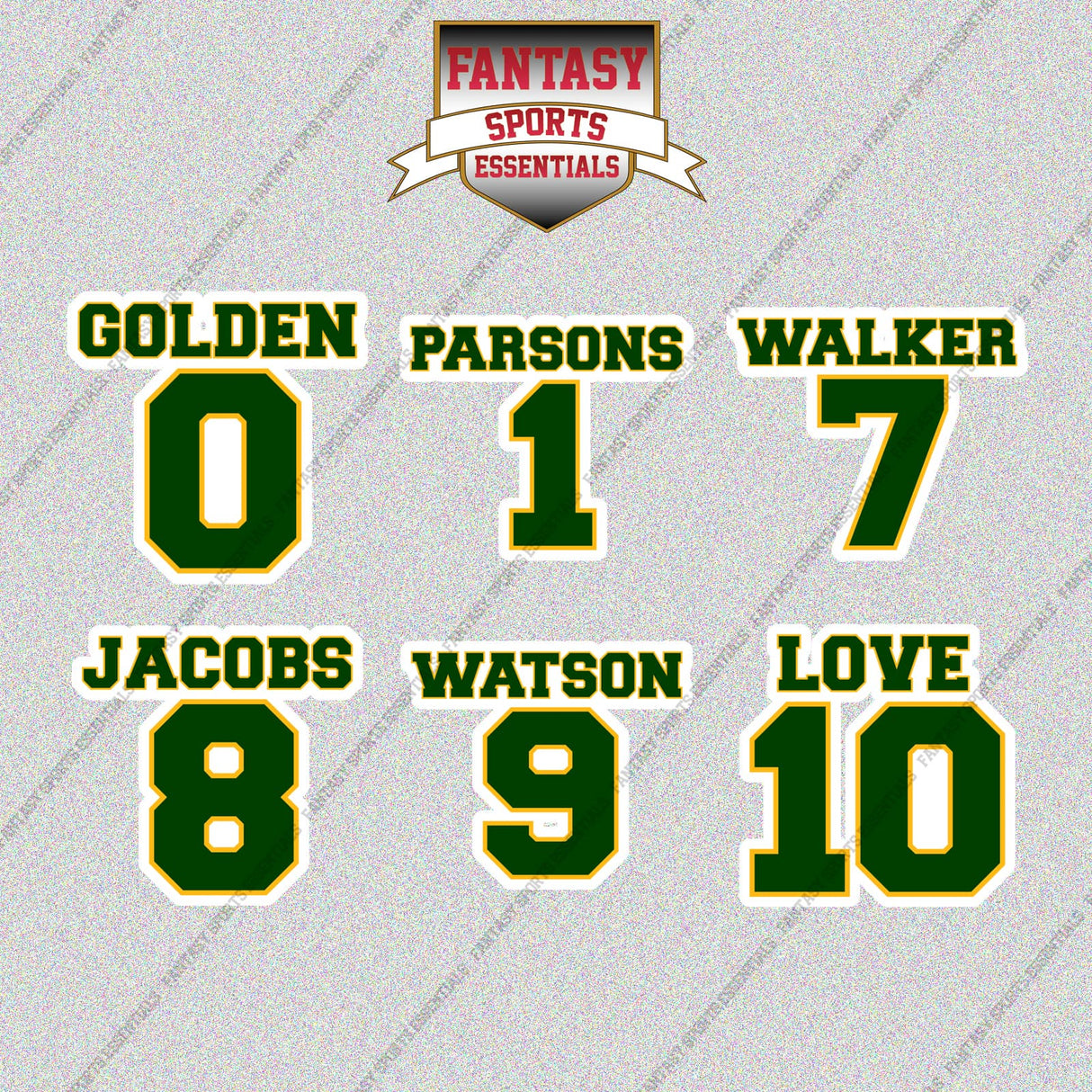 Green Bay Packers 2025 Name and Number Glossy Stickers (Choose Your Player) Page 1
